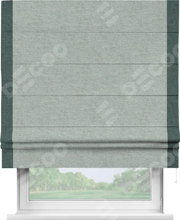 Римская штора «Кортин» с кантом Стрим Дуо, для проема, ткань стиф димаут светло-серый