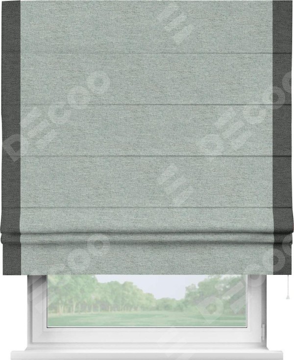 Римская штора «Кортин» с кантом Стрим Дуо, для проема, ткань стиф димаут светло-серый
