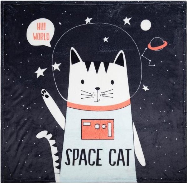 Плед "Крошка Я"  Space cat, 100*100 см, корал-флис 160гр/м2,  100% п/э