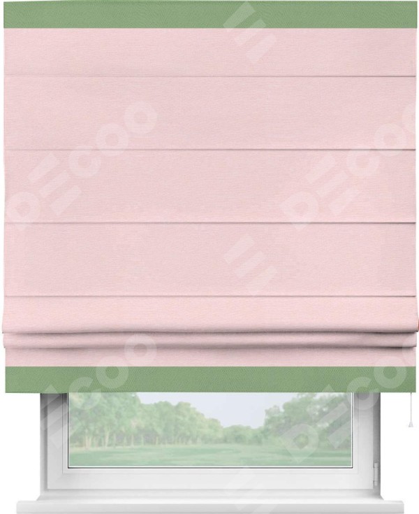 Римская штора «Кортин» с кантом Горизонт, для проема, ткань блэкаут однотонный розовый