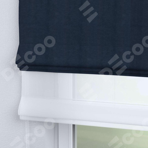 Римская штора «Кортин» день-ночь, ткань софт однотонный тёмно-синий