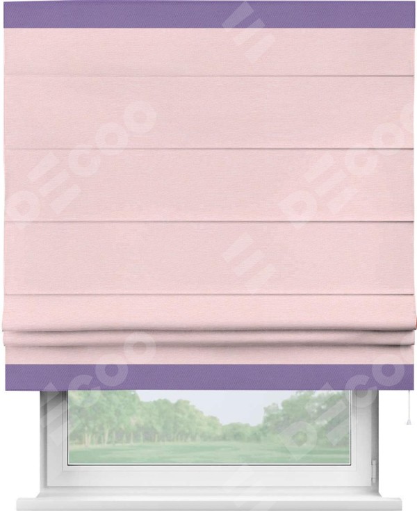 Римская штора «Кортин» с кантом Горизонт, для проема, ткань блэкаут однотонный розовый