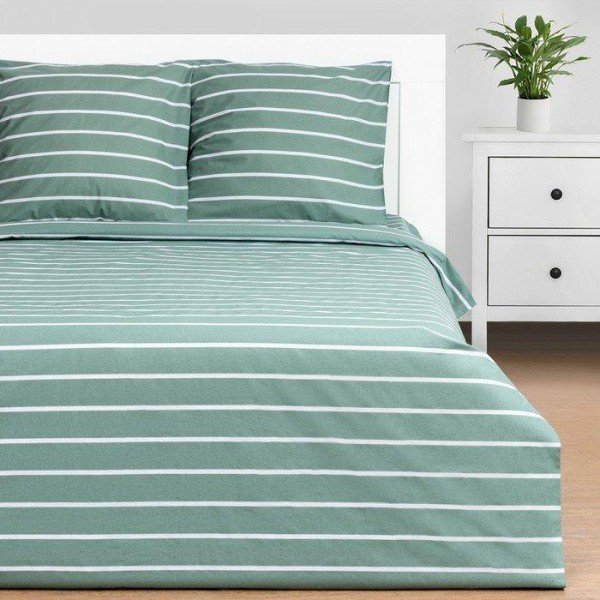 Постельное бельё Этель Дуэт Mint stripes 143х215 см-2шт, 220х240см, 70х70см-2шт, 100% хлопок, поплин