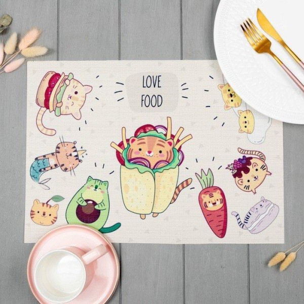 Салфетка на стол "Love food" ПВХ, 40х29 см