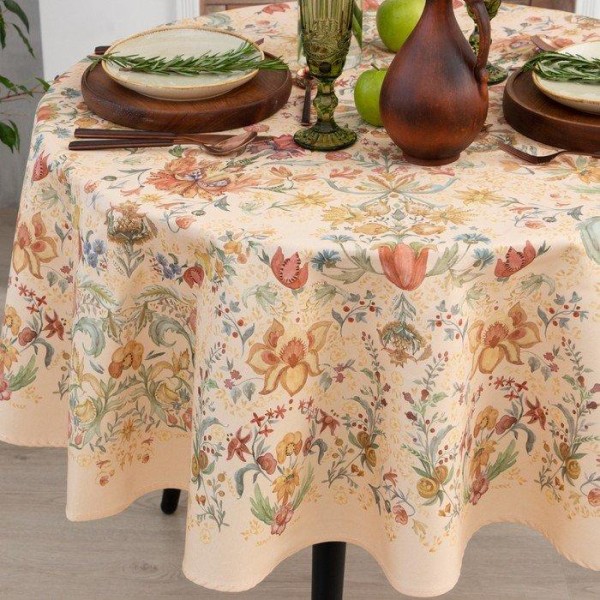 Скатерть Этель Floral pattern d=219 см с ГМВО, 100% хл, саржа 190 гр/м2